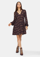 Scorn Bug Printed Long Sleeve Mini Dress