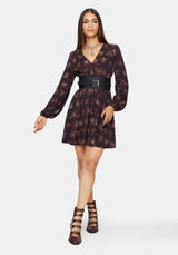 Scorn Bug Printed Long Sleeve Mini Dress