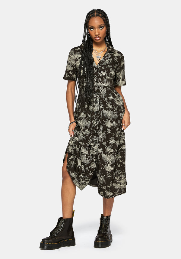 Zorya Winter Maypole Midi Shirt Dress
