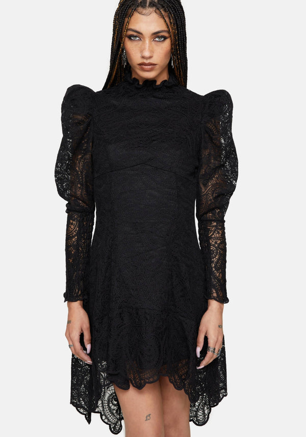 Lyra High Neck Lace Mini Dress