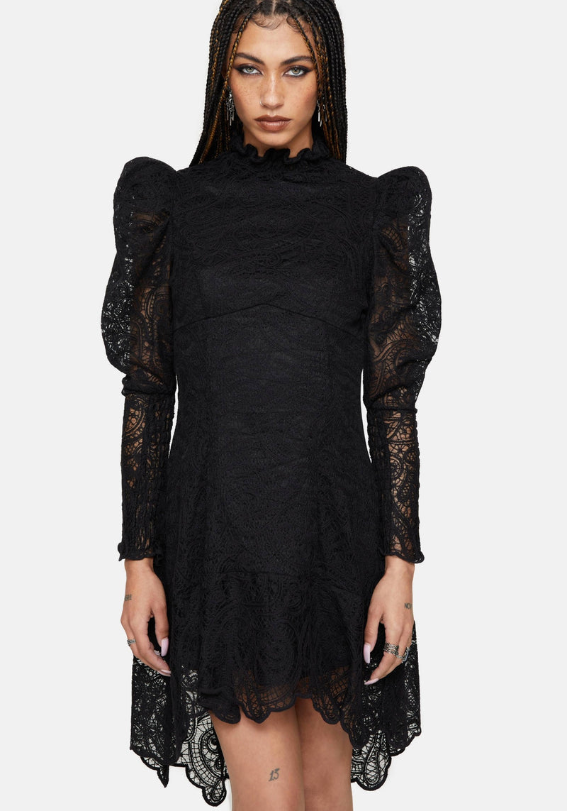 Lyra High Neck Lace Mini Dress