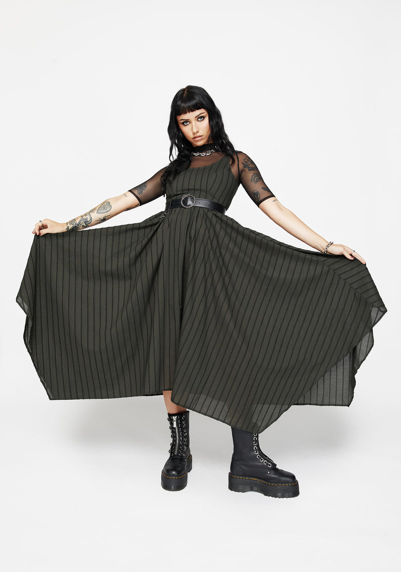 Blythe Cotton Handkerchief Hem Midaxi Dress - Dark Green