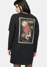 Temperance Tarot Graphic Long Sleeve Tee Dress