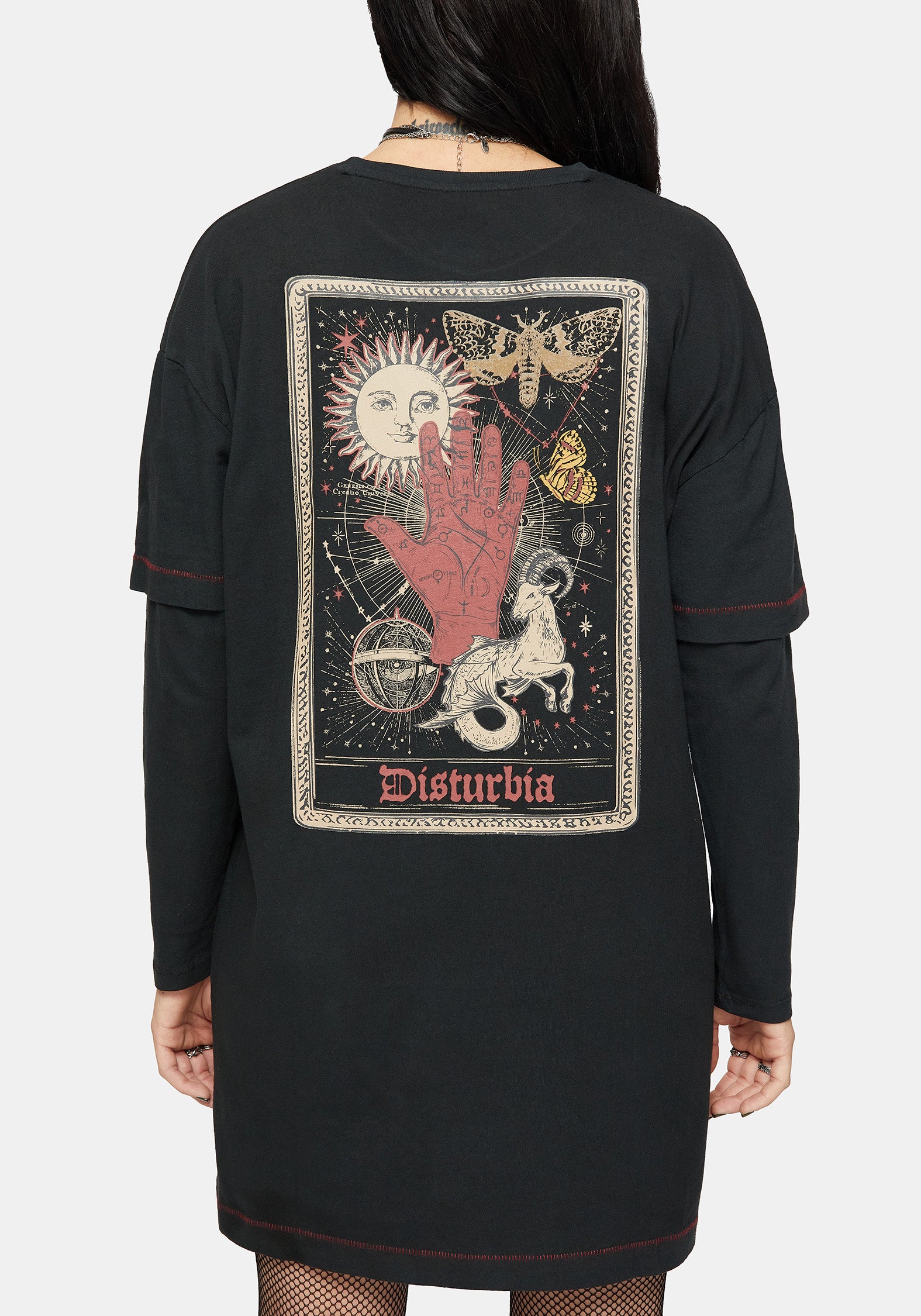 Temperance Tarot Graphic Long Sleeve Tee Dress