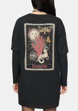 Temperance Tarot Graphic Long Sleeve Tee Dress