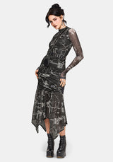 Isolde Medieval Map Mesh Midaxi Dress
