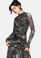 Isolde Medieval Map Mesh Midaxi Dress
