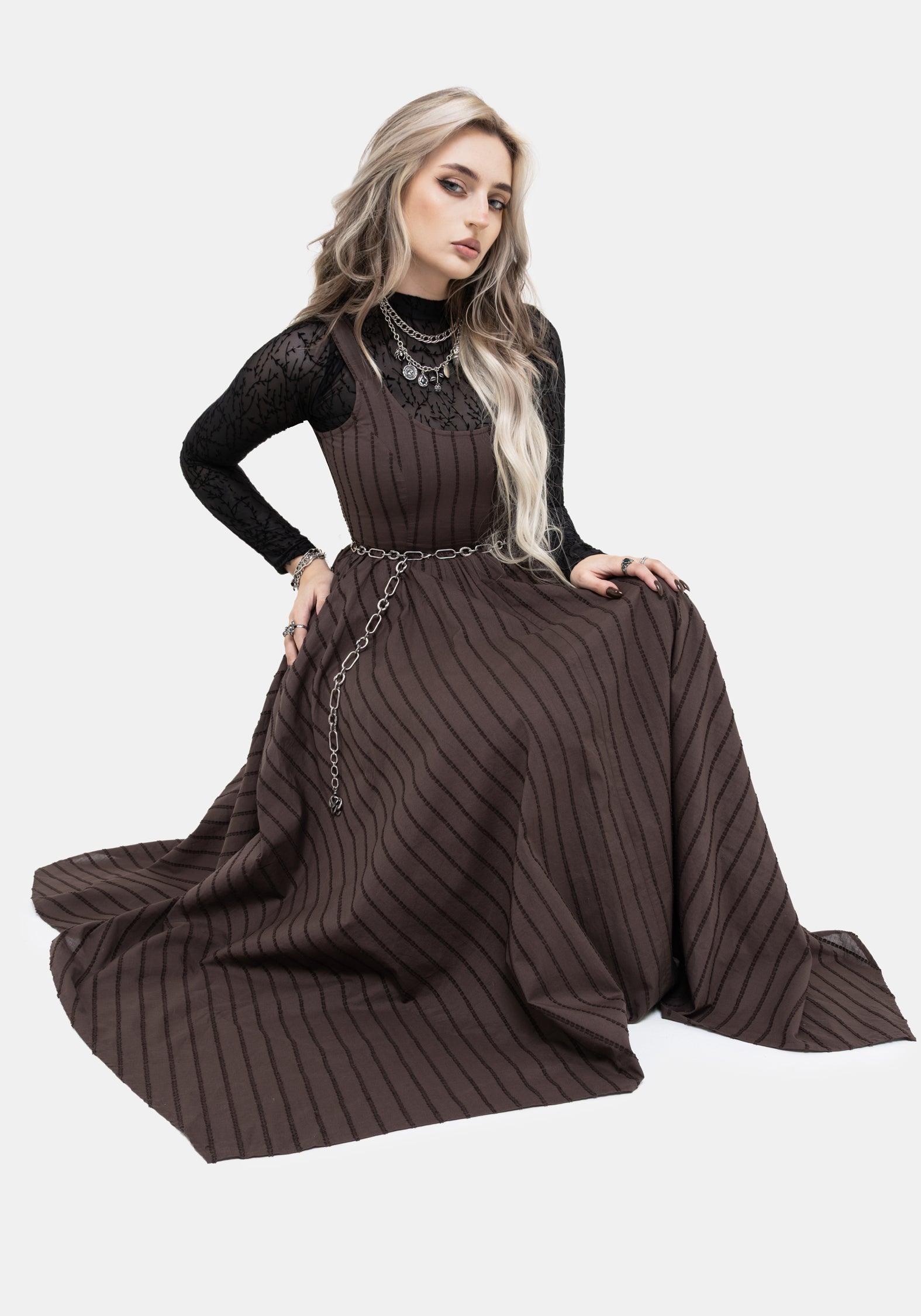 Blythe Handkerchief Hem Midaxi Dress - Brown