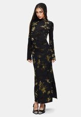 Velda Floral Flocked Mesh Maxi Dress