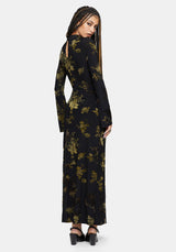 Velda Floral Flocked Mesh Maxi Dress