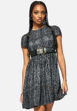 Fracture Cathedral Print Smock Mini Dress