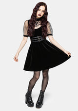 Trixie Velour Mesh Embroidered Mini Smock Dress