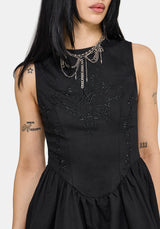 Ailis Balloon Hem Embroidered Mini Dress EU 34