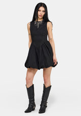 Ailis Balloon Hem Embroidered Mini Dress EU 34