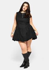 Ailis Balloon Hem Embroidered Mini Dress