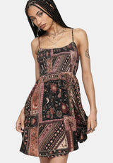 Nola Folk Patchwork Print Mini Dress