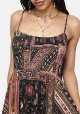 Nola Folk Patchwork Print Mini Dress