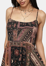 Nola Folk Patchwork Print Mini Dress