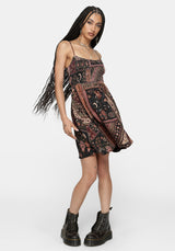 Nola Folk Patchwork Print Mini Dress