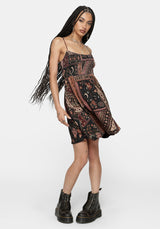 Nola Folk Patchwork Print Mini Dress