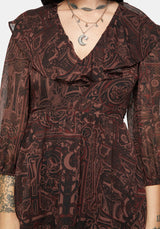 Kells Printed Tie Back Frill Mini Dress