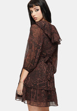 Kells Printed Tie Back Frill Mini Dress