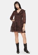 Kells Printed Tie Back Frill Mini Dress