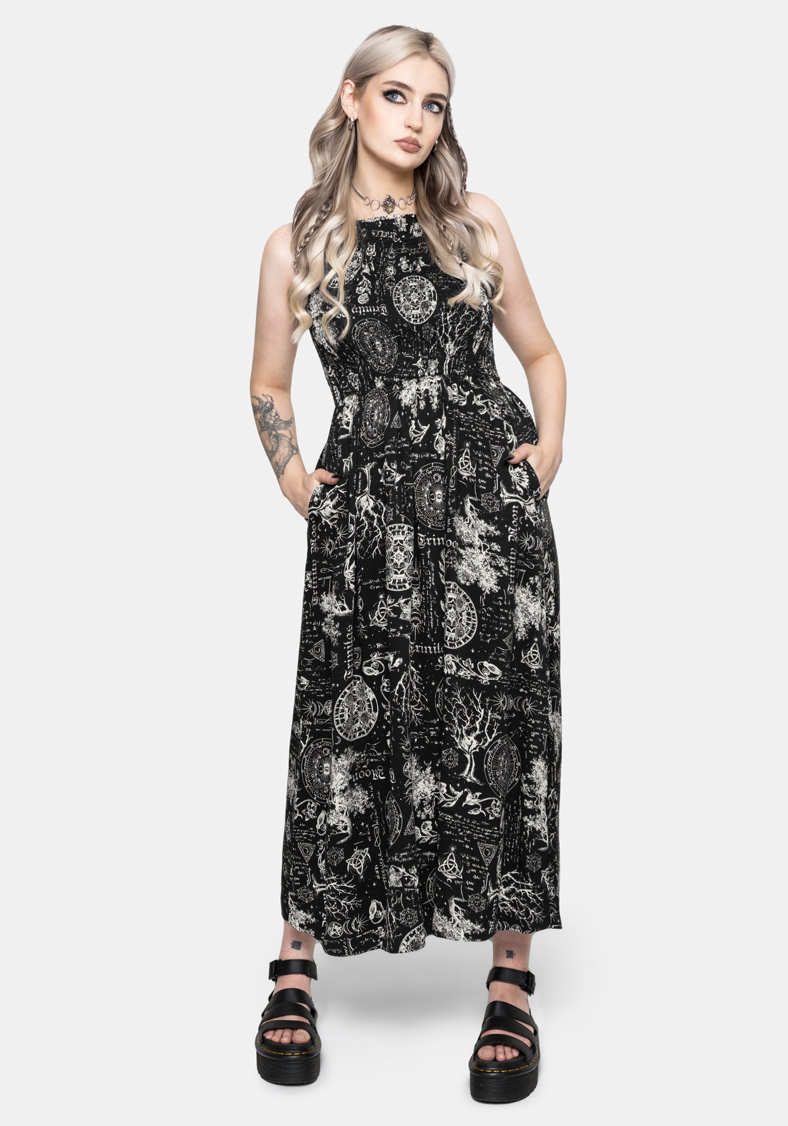 Trinity Moon Shirred Racerback Midaxi Dress