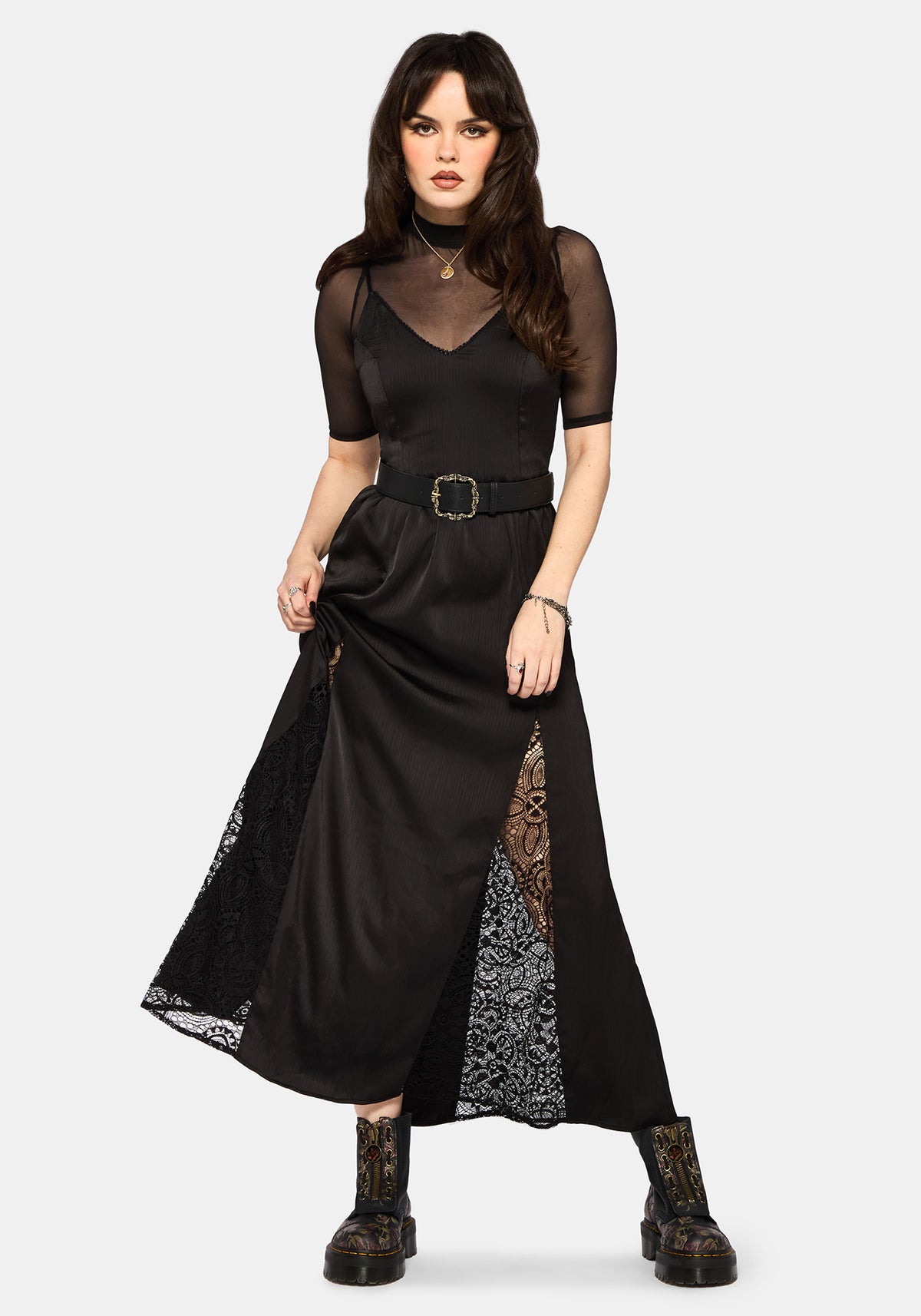 Nite Lace Godet Cami Maxi Dress