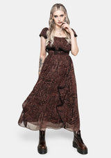 Kells Frilly Sleeve Lace Trim Midaxi Dress