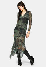 Nova Mesh Long Sleeve Tie Dye Maxi Dress