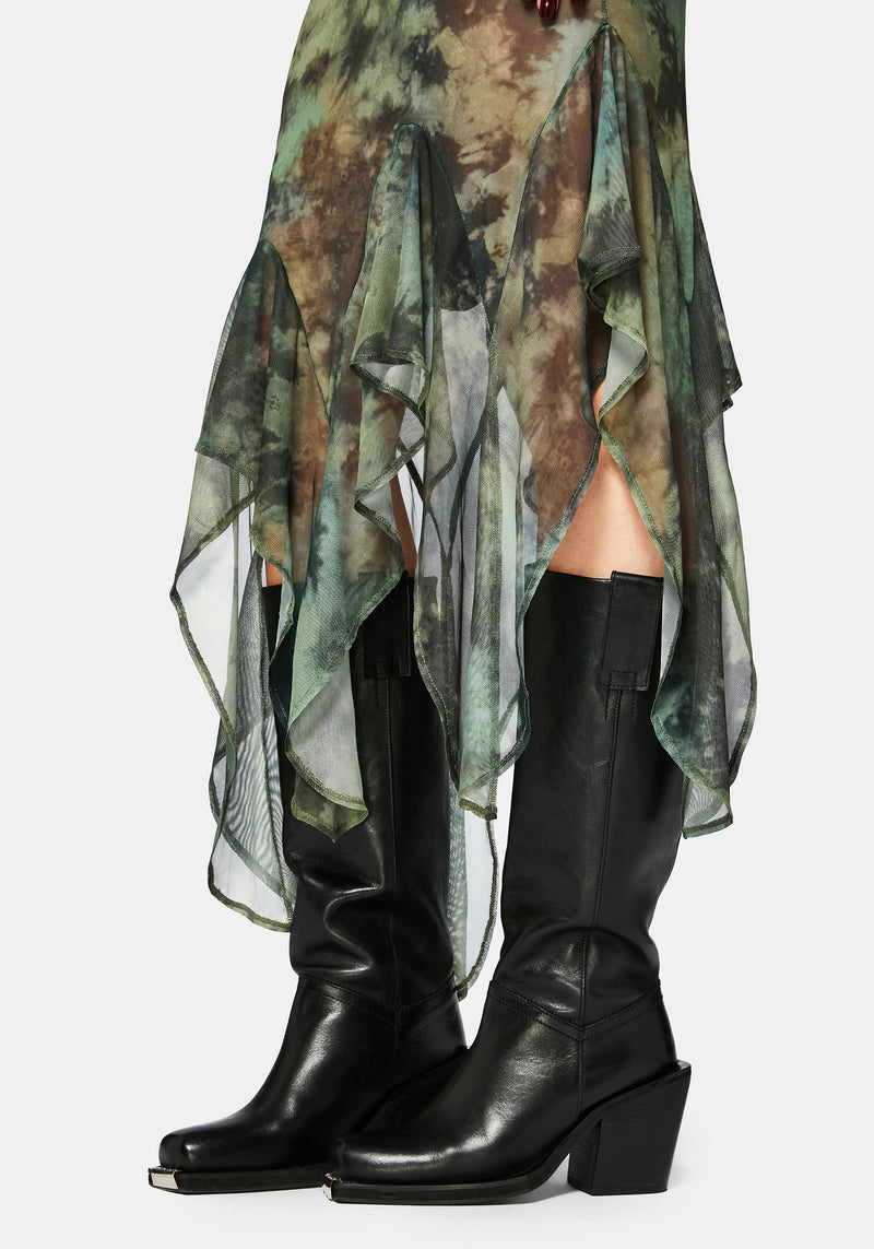 Nova Mesh Long Sleeve Tie Dye Maxi Dress