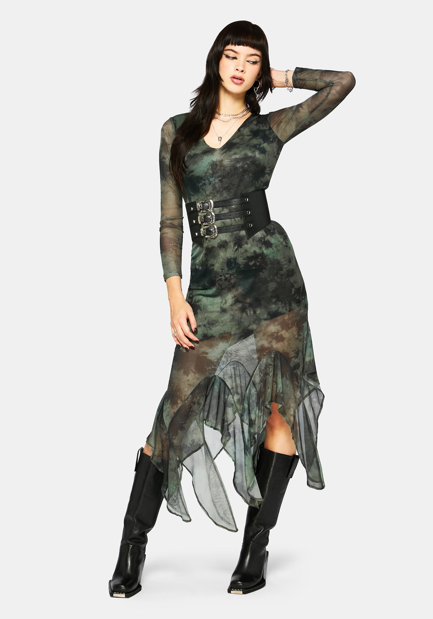 Nova Mesh Long Sleeve Tie Dye Maxi Dress – Disturbia