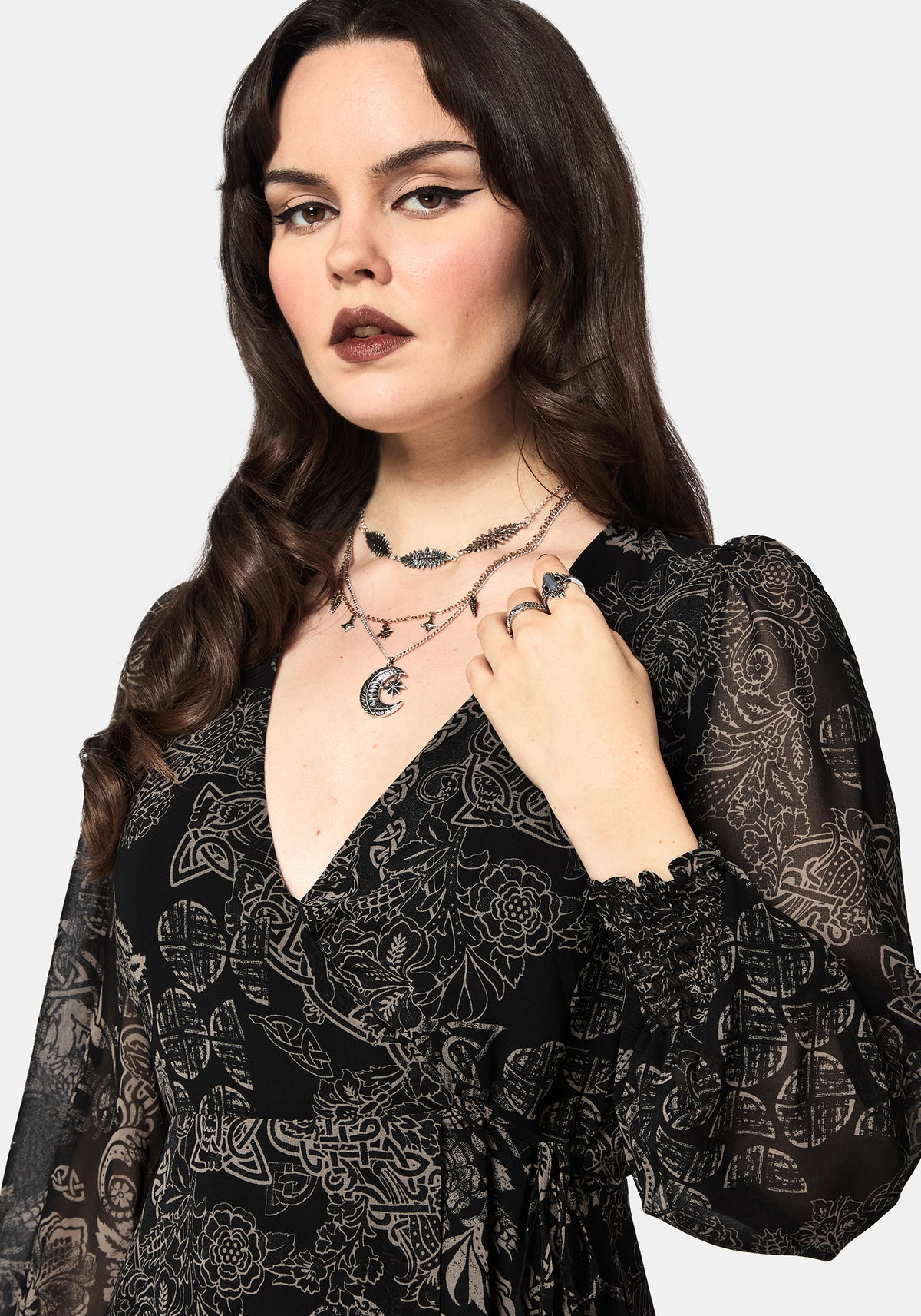 Surge Celtic Print Wrap Mini Dress