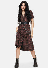 Annabel Inverted Raven Print Midi Shirt Dress
