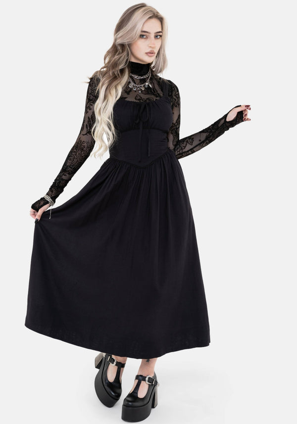 Skye Shirred Back Midaxi Dress - Black