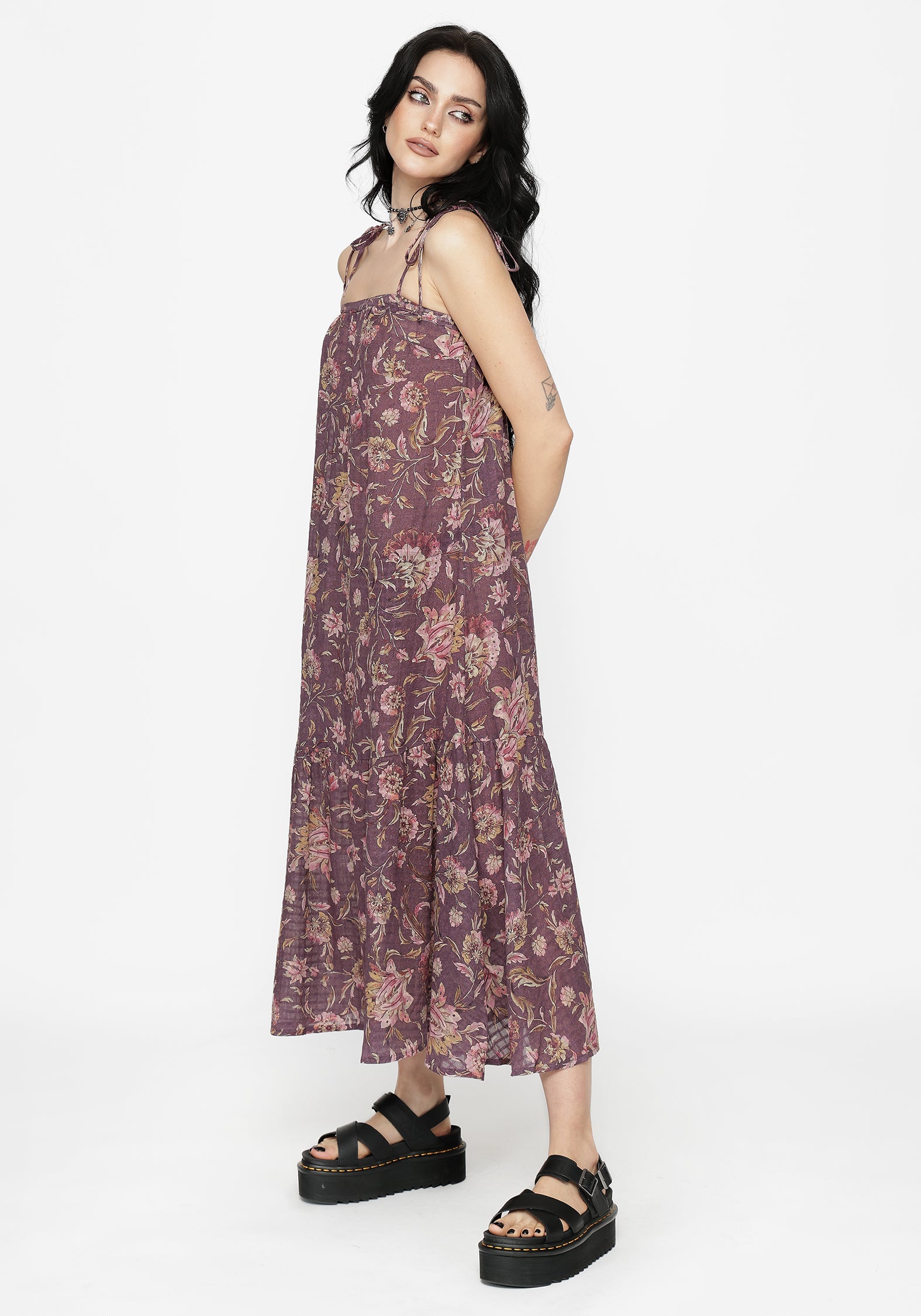 Skye Print Tiered High Low Beach Midaxi Dress