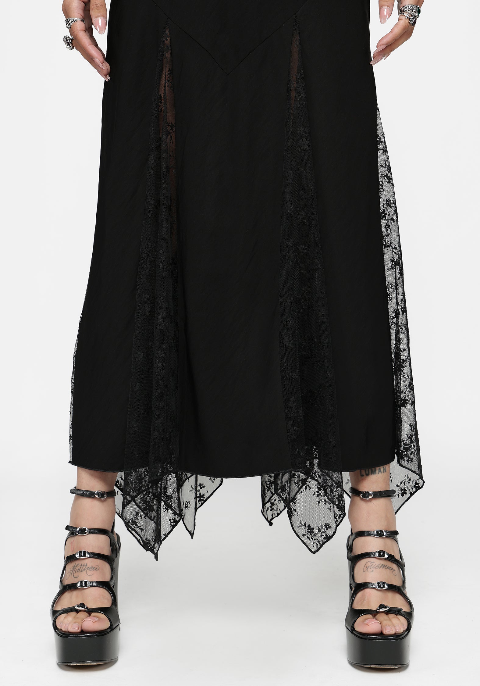 Endora Lace Side Panel Halterneck Maxi Dress