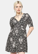 Hexweave Print V Neck Mini Dress EU 34