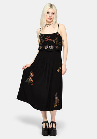 Genevra Embroidered Overlay Midi Dress EU 34