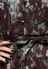 Dusha Garden Print Button Up Chiffon Mini Dress