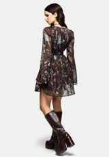 Dusha Garden Print Button Up Chiffon Mini Dress