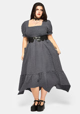 Nimira Check Handkerchief Hem Midi Dress
