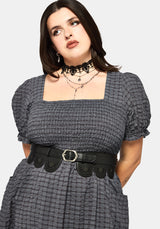 Nimira Check Handkerchief Hem Midi Dress