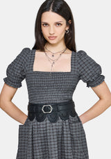 Nimira Check Handkerchief Hem Midi Dress