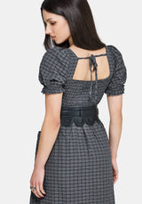 Nimira Check Handkerchief Hem Midi Dress