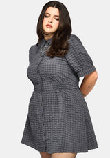 Nimira Check Puff Sleeve Mini Dress