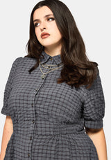 Nimira Check Puff Sleeve Mini Dress