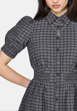 Nimira Check Puff Sleeve Mini Dress