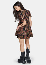 Mythos Print Tie Front Mini Dress